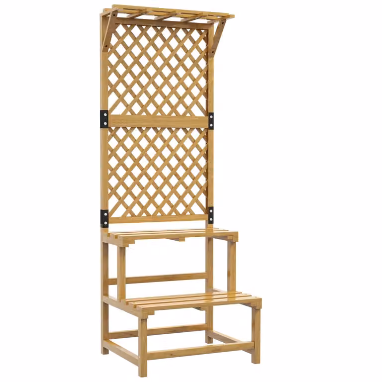 Estantería para plantas Outsunny de madera de abeto en color marrón y amarillo, estilo rústico, An/P/Al: 60 x 50 x 166 cm