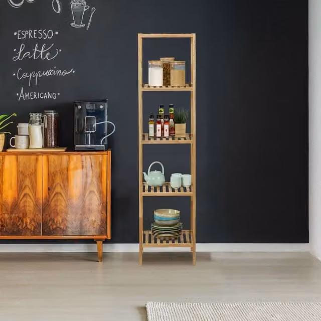 Estantería de baño NORTHIO de madera en color nogal y estilo minimalista