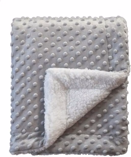 Manta Sherpa XISRENS para bebés y niños con diseño de lunares, color gris claro, An/P/Al: 75 x 100 cm