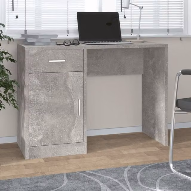 Escritorio para ordenador Maison Exclusive con cajón y armario en color gris, An/P/Al: 100 x 40 x 73 cm