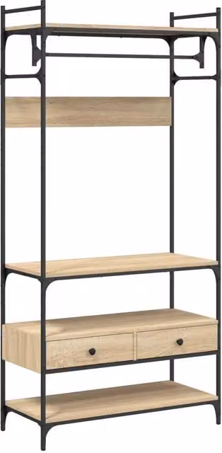 Armario con cajones Helloshop26 en madera de roble color beige y marrón, An: 89 cm, P: 39 cm, Al: 185 cm