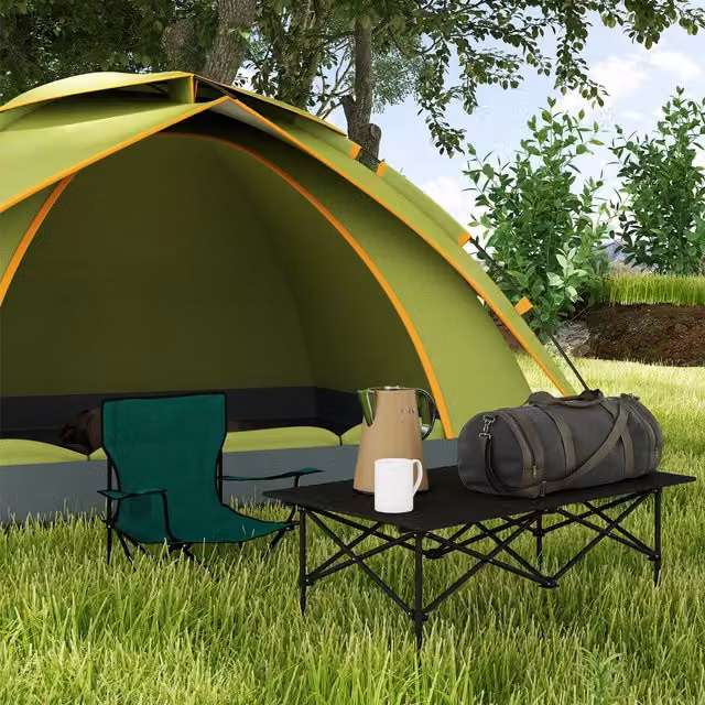 Mesa de camping plegable Outsunny de metal negro An/P/Al: 95 x 55 x 50 cm