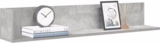 Set de 2 estantes de pared vidaXL de madera MDF en color gris hormigón, An/P/Al: 100 x 16,5 x 16,5 cm
