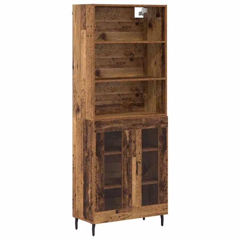 Set de 2 aparadores altos vidaXL en madera envejecida y color marrón, An/P/Al: 69,5 x 32,5 x 180 cm