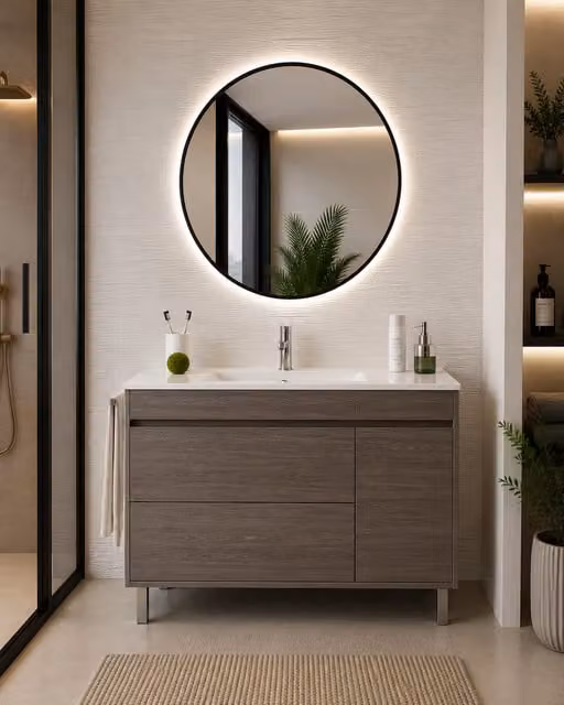 Mueble de baño con lavabo Origenbath Caprera en roble smoky sin espejo An/P/Al: 70 x 45 cm