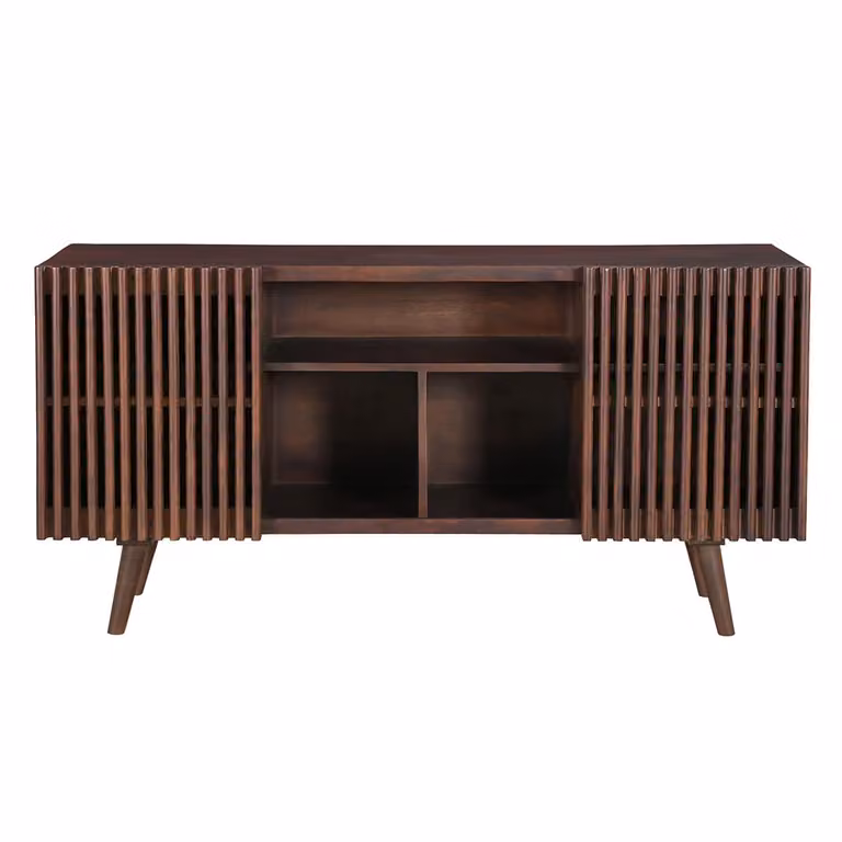 Aparador de madera de mango oscura ALBA de Miliboo con 2 puertas correderas, Ancho: 140 cm
