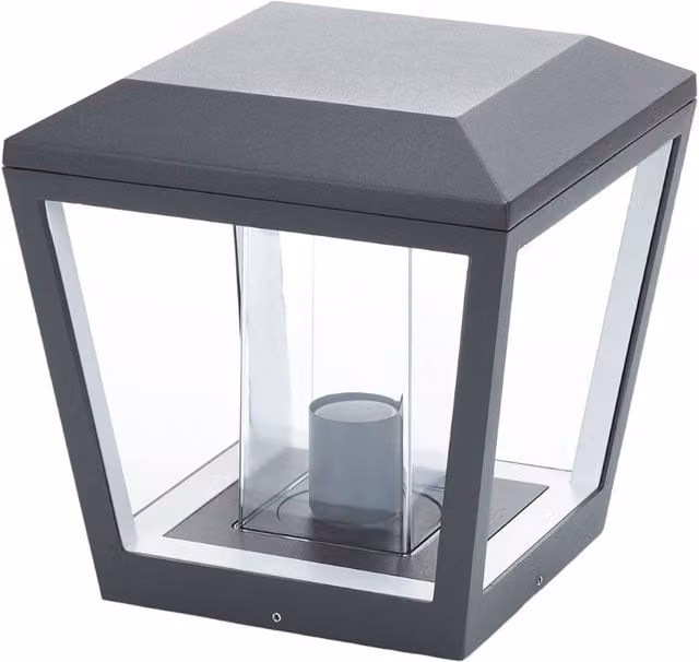 Baliza de camino Lucande Dunia negra para exterior, atenuable, IP54, Altura: 24 cm