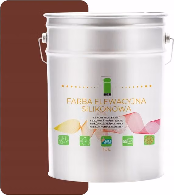 Pintura de silicona marrón mate para fachadas exteriores y hormigón, resistente al moho, 10 l
