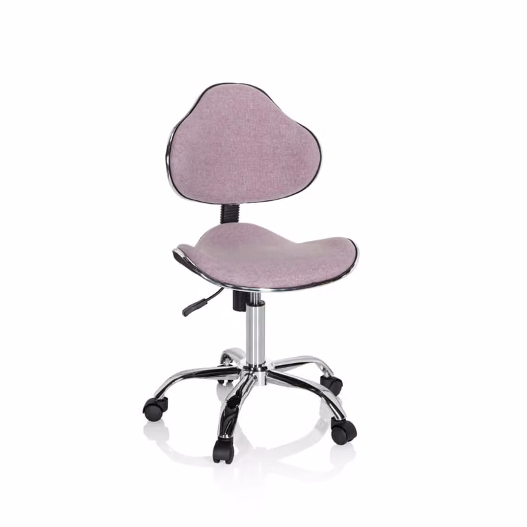 Silla giratoria infantil hjh OFFICE en tela rosa con ruedas y estructura de metal