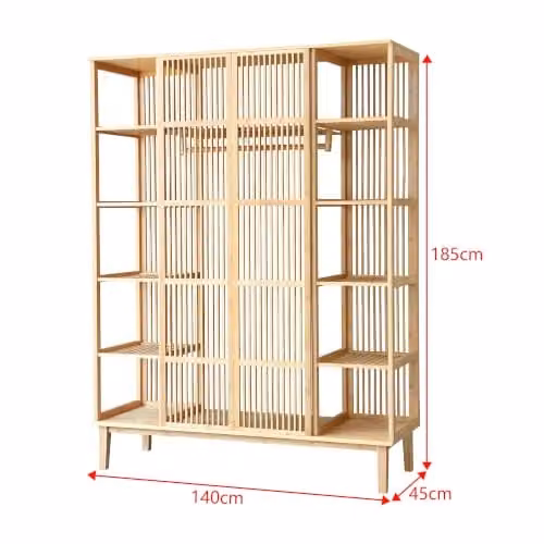 Armario Helloshop26 de 2 puertas correderas en color beige y dorado, An/P/Al: 140 x 45 x 185 cm