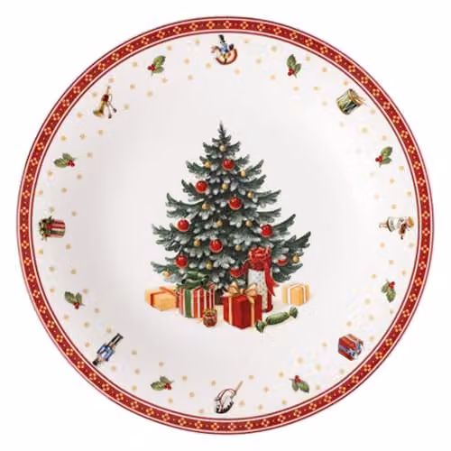 Plato de presentación Villeroy & Boch Toy's Delight en porcelana blanco y rojo, Diámetro: 30 cm