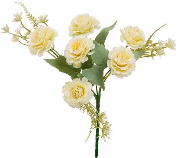 Ramo de claveles artificiales Phoebe de Atmosphera en color amarillo y blanco, Altura: 35 cm
