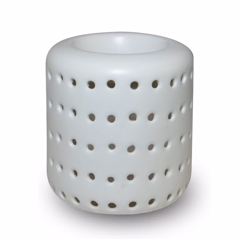 Quemador de perfume cilíndrico Zen'Arôme de cerámica lacada blanca para tealight, Altura: 9,5 cm