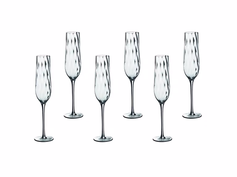Set de 6 copas de champán Björn de cristal transparente sin plomo con diámetro de 5,2 cm