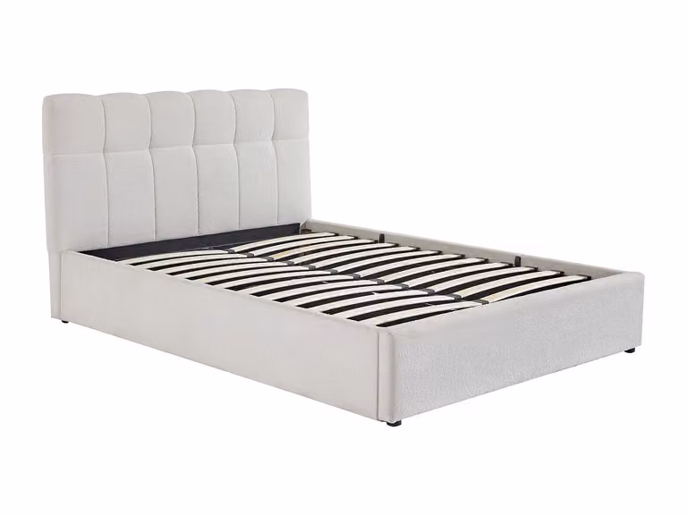 Canapé abatible MAZIRI en tela bouclé blanco de 160 x 200 cm