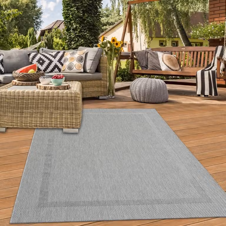 Alfombra moderna Teppich-Traum de sisal con borde en color gris, An/P: 140 x 200 cm