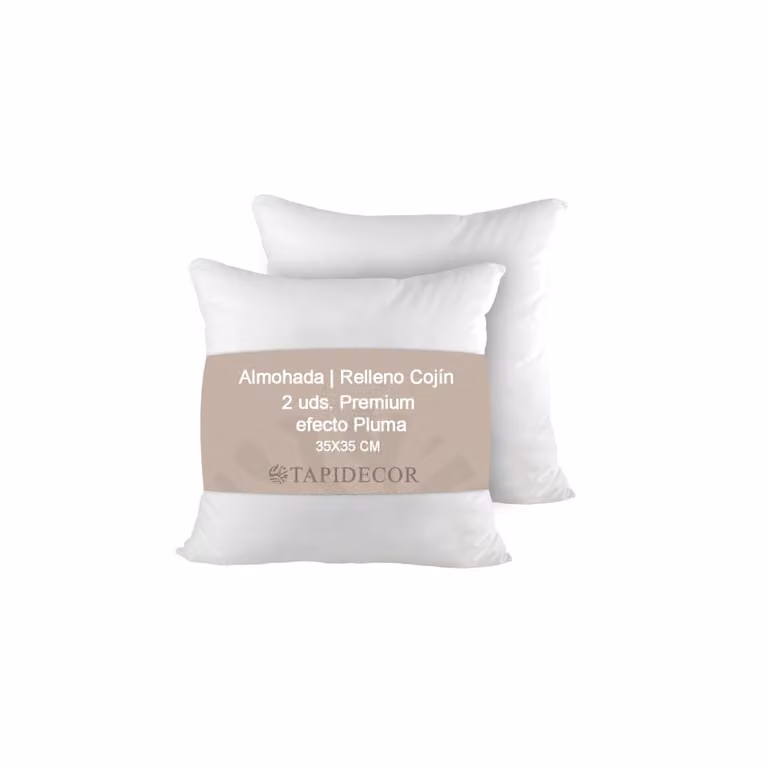 Pack de 2 rellenos de cojín efecto pluma TAPIDECOR blancos, antibacterianos y transpirables, An/An: 35 x 35 cm