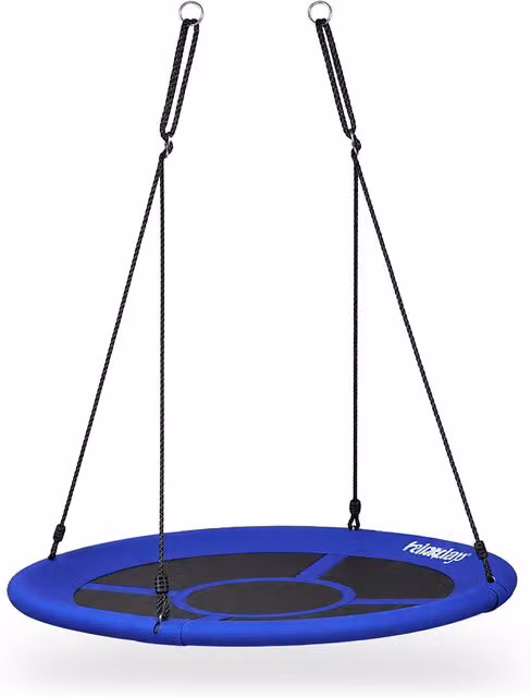 Columpio nido redondo para jardín y niños o adultos Relaxdays en azul, Al x An x P: 150 x 110 x 110 cm