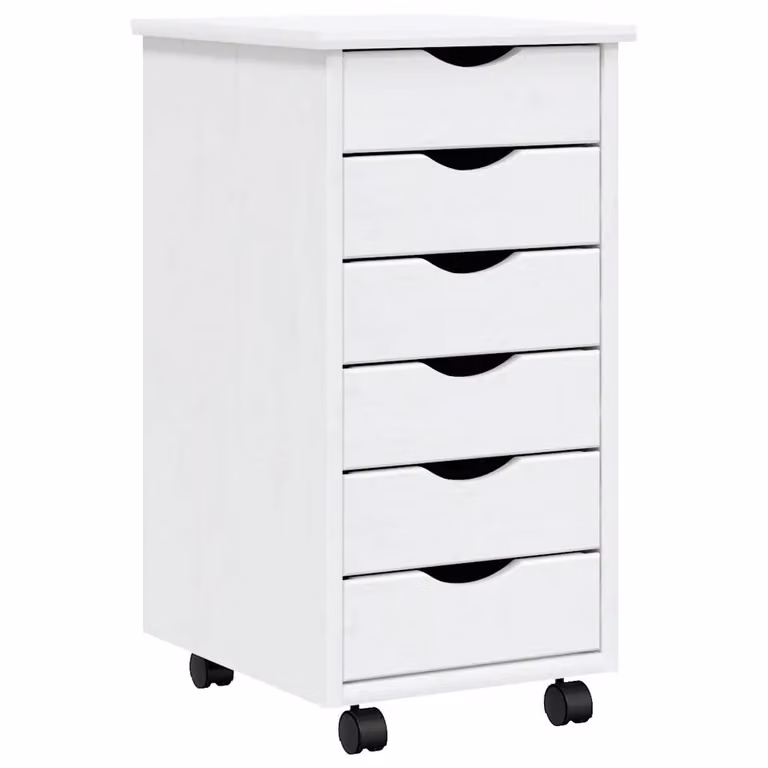 Cajonera con ruedas MOSS de vidaXL en madera maciza de pino color blanco