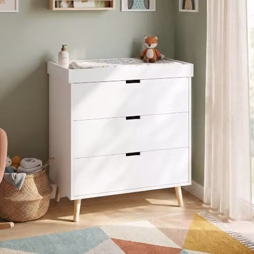 Cómoda cambiador de bebé Sallinrar 2 en 1 en blanco de en.casa An/P/Al: 92 x 50 x 84 cm