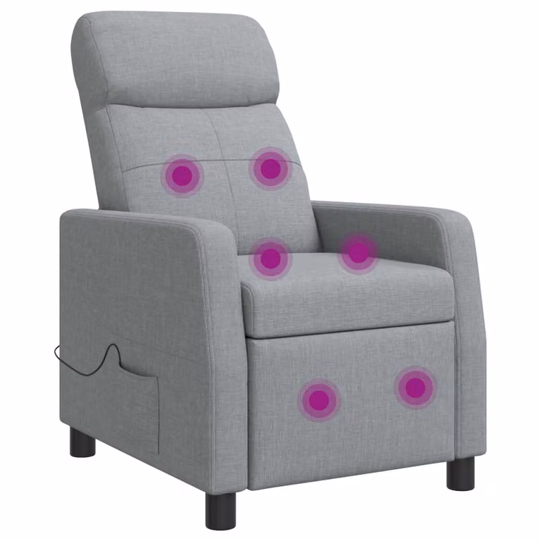 Silla de masajes reclinable vidaXL en gris con acabado de tela y estructura moderna para adultos