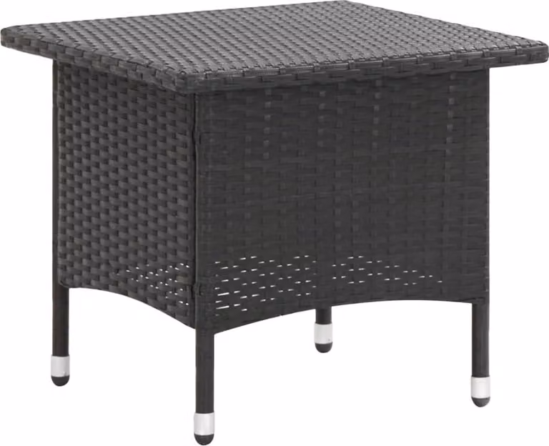 Mesita de centro Syfax de ratán sintético negro para jardín o terraza, An/P/Al: 50 x 50 x 47 cm