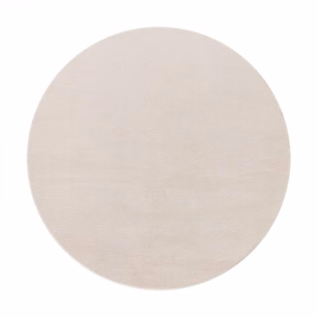 Alfombra redonda Solina beige de 120 cm fabricada en poliéster suave y lavable