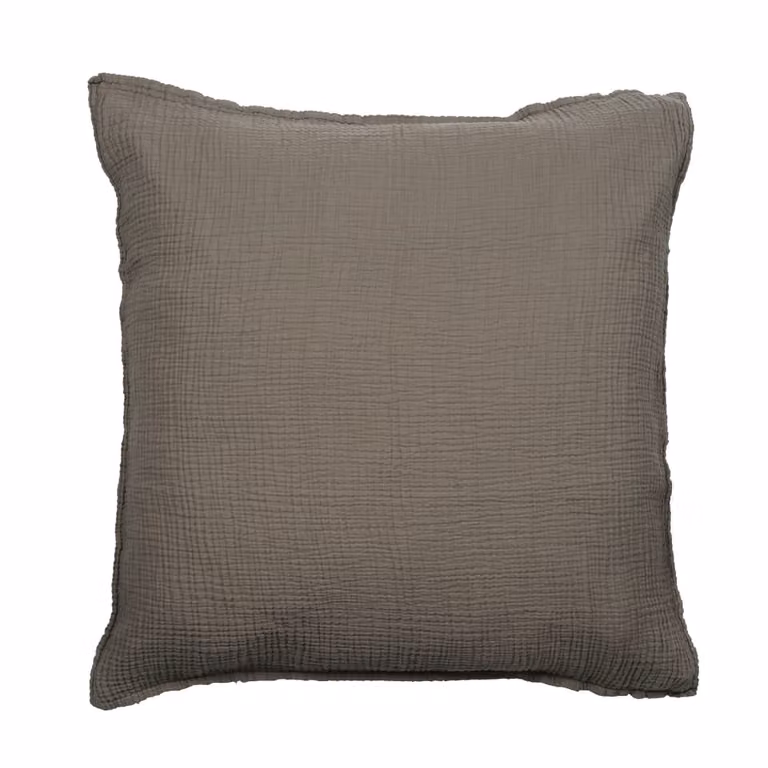 Funda de almohada de algodón de gasa Maison d'été en color marrón, 65 x 65 cm