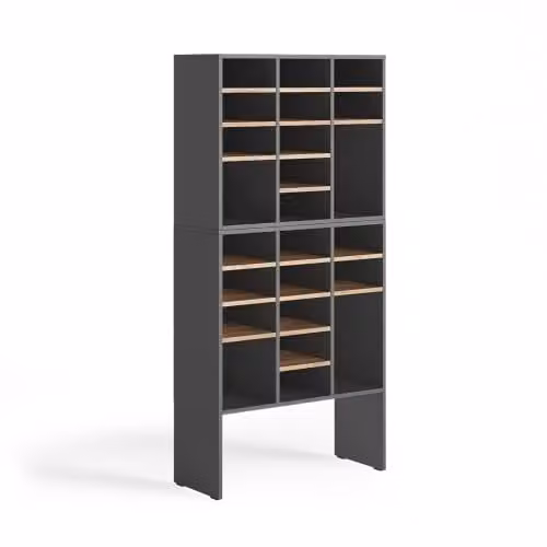 Conjunto de armarios para zapatos Vicco Lysander en antracita y roble, An: 78.6 cm, Al: 65.5 cm, P: 32.1 cm