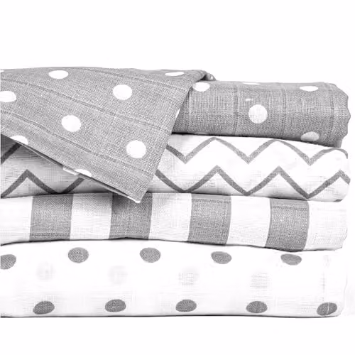 Pack de 4 muselinas de algodón para bebé CuddleBug con diseños de rayas y puntos en multicolor, An/P/Al: 120 x 120 cm