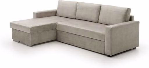 Sofa cama chaise longue Isabella Velare gris con estructura de madera de pino y fundas extraíbles, An/P/Al: 140 x 200 cm