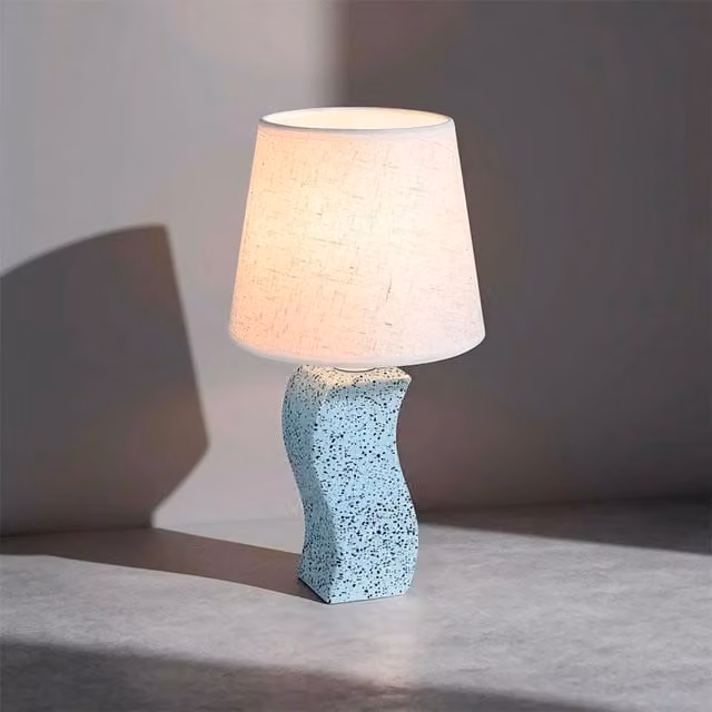 Lámpara de mesa moderna Rabalux de cerámica azul con pantalla textil y tecnología LED IP20 para lectura