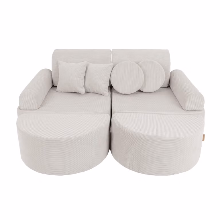 Sofá infantil modular MeowBaby de 12 módulos en pana gris de 120 cm