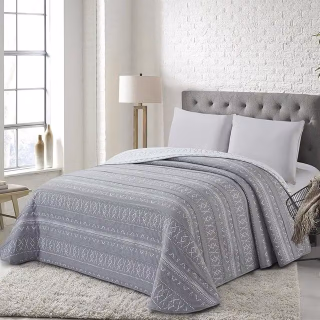 Colcha bouti Arlaban Cotton Artean gris de jacquard para cama de 200 cm, An/P/Al: 300 x 270 cm