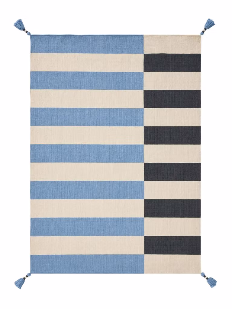 Alfombra rectangular azul para niños Benuta de lana An/P: 120 x 170 cm