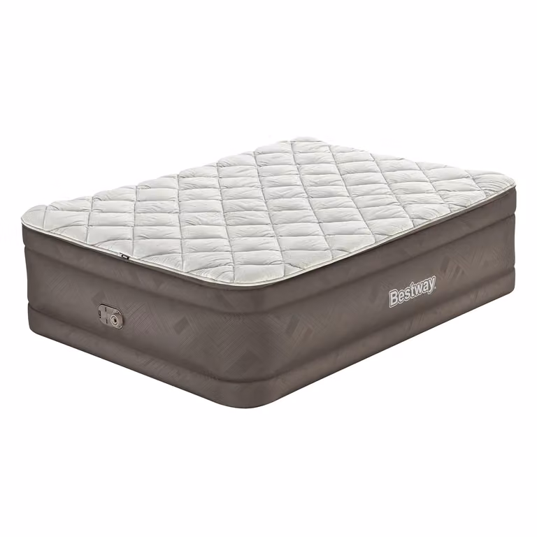 Colchón hinchable Bestway Tough Guard/Fortech con funda con cremallera y bomba eléctrica integrada en color gris
