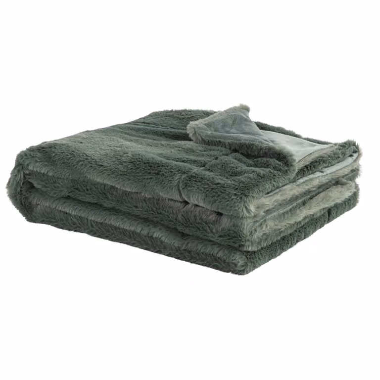 Manta suave de poliéster reciclado verde Maison du Monde An/P: 130 x 170 cm
