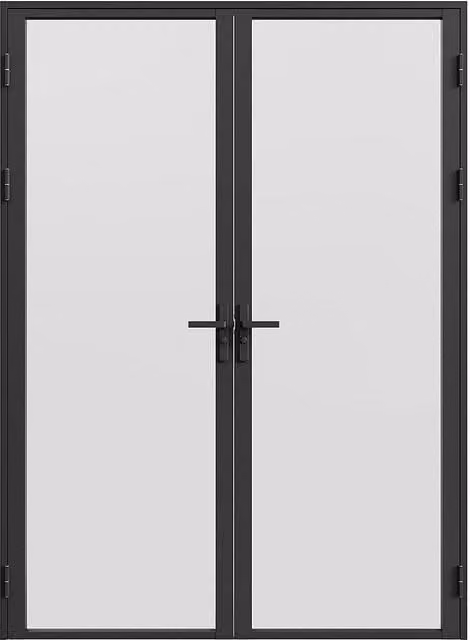Bloque de puerta doble reversible VENTE-UNIQUE de aluminio y vidrio templado traslúcido, color negro, An: 73 cm, Al: 204 cm