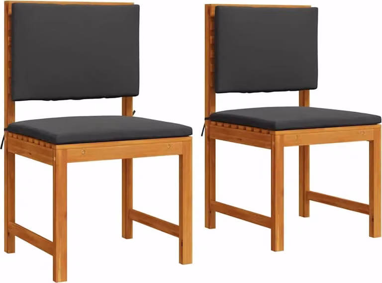 Set de 2 sillas de jardín Syfax de madera de acacia marrón con cojines