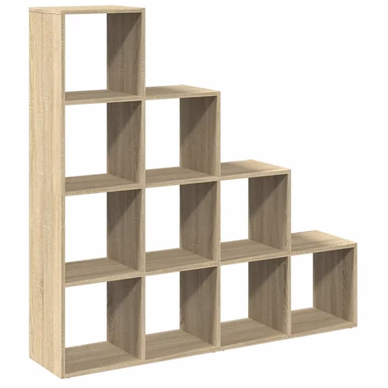 Librería divisora de 4 niveles vidaXL en madera color roble con acabado mate, An/P/Al: 131,5 x 29 x 131,5 cm