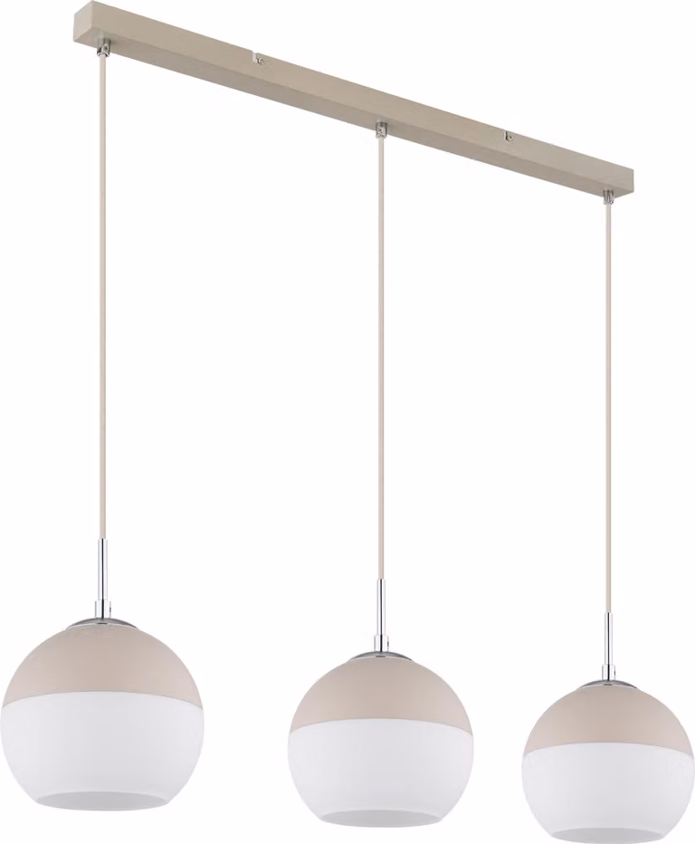 Lámpara colgante Globo 15999-3H en blanco y beige con casquillo E27 y protección IP20