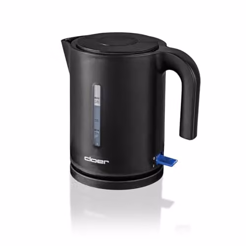 Hervidor de agua eléctrico Cloer 4120 de 2200 vatios con indicador de nivel, apagado automático y filtro antical, 1,2 l, negro