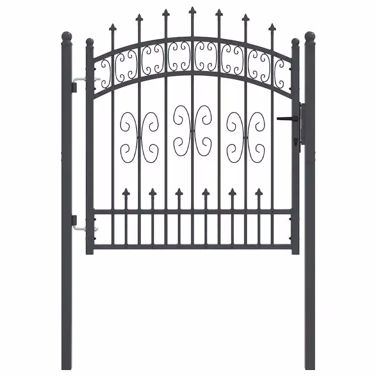 Puerta de cerca con punta de lanza KAMPEN de vidaXL en acero color gris antracita, An/Al: 103 x 100 cm