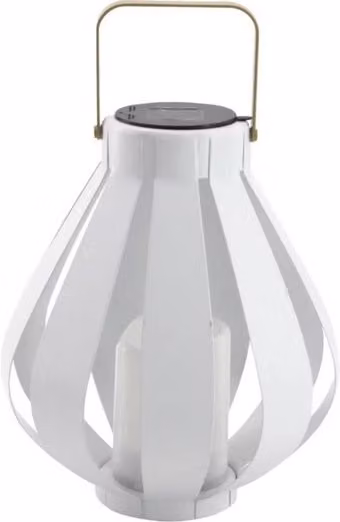 Linterna Solar LED Ahobro de Goldlux en color blanco con luz cálida de 2200K y protección IP44 para jardín