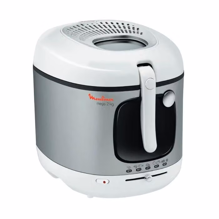 Freidora de aceite Moulinex Mega de 3,3 l con ventana de visualización y control antiolor en color gris