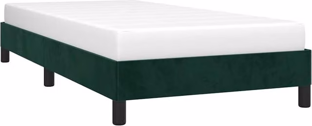 Estructura de cama tapizada SYFAX en terciopelo verde de 100 x 200 cm con somier de láminas de madera