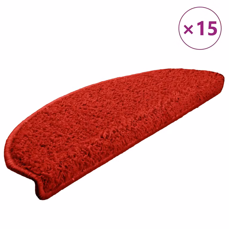Set de 15 felpudos para escaleras vidaXL rojos de polipropileno, antideslizantes y lavables, An/P/Al: 65 x 40 x 4 cm