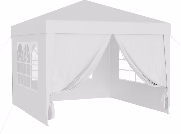 Pabellón de jardín Wiltec blanco con protección UV 50+ y laterales con ventanas, An/P/Al: 300 x 300 x 300 cm