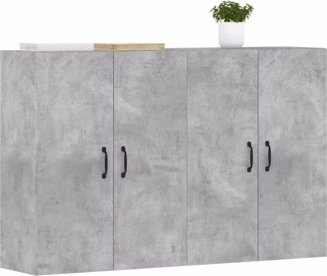 Set de 2 armarios de pared SYFAX en madera y metal color gris mate de estilo industrial