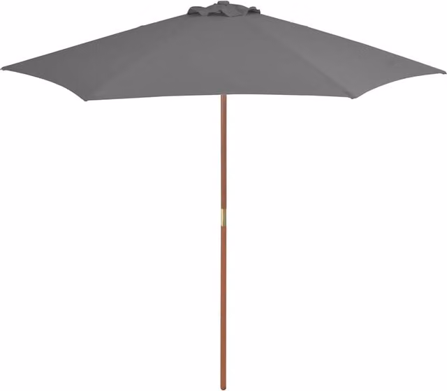 Sombrilla de jardín SYFAX en color gris antracita con estructura de acero y polo de madera de 270 cm